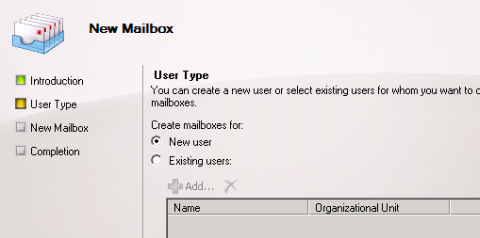 Choose to Create a New User for the Room Mailbox