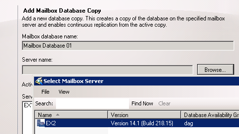 Add Mailbox Database Copies to an Exchange Server 2010 Mailbox Server
