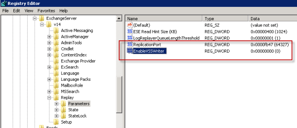 Disable the VSS Writer for Exchange 2010 mailbox database backups