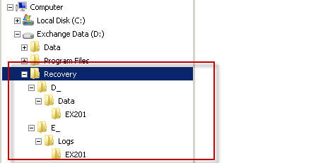 Recovered data in Windows Explorer