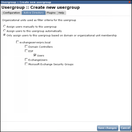 Usergroups allow different SPAMfighter policies to be applied