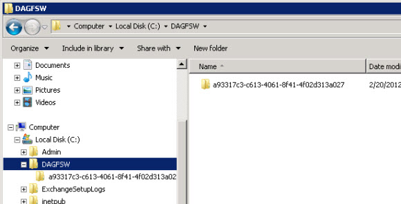 Database Availability Group File Share Witness directory