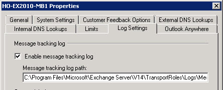 Enabling/disabling message tracking logs