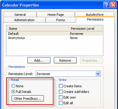 calendar permissions greyed out outlook 2016