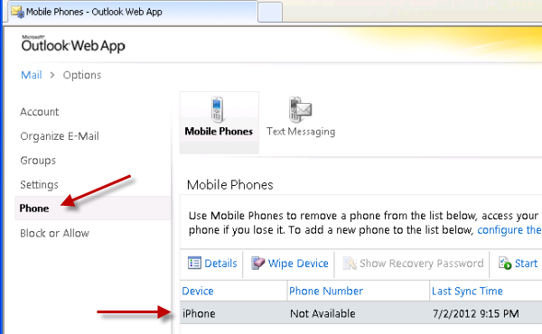 Exchange Server 2010 ActiveSync: How to Perform User-Initiated Remote Wipe of a Mobile Device