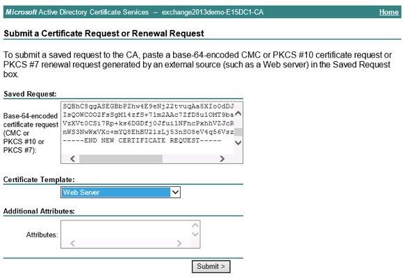 How to Issue an SSL Certificate for Exchange Server 2013 from a Private Certificate Authority