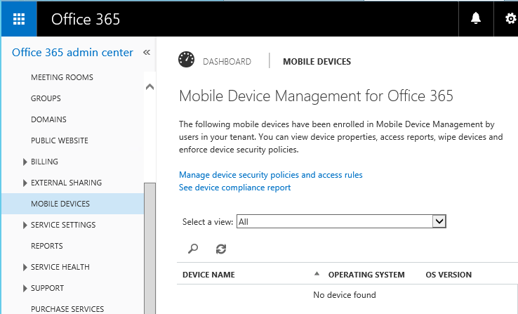 Office 365 Mobile Device Management - Device Policies