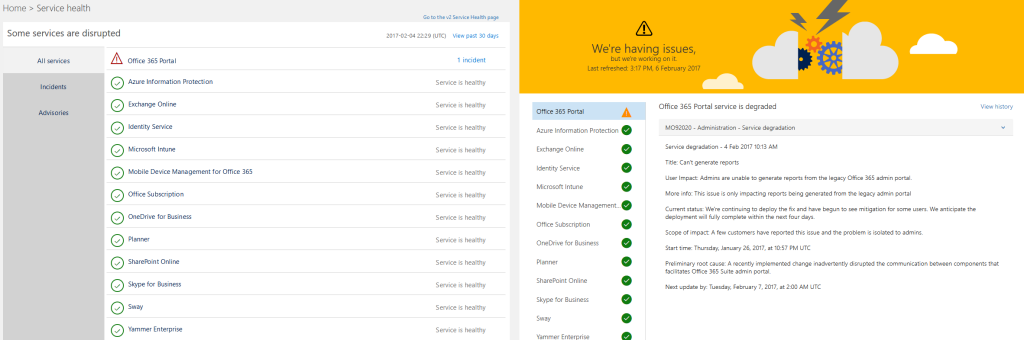 New Service Health Dashboard for Office 365 | Practical365