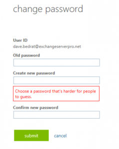 microsoft office 365 password reset for non azure users