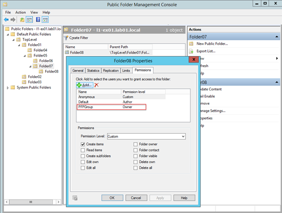 Public folder management console