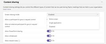 ScreenSharingMode policy