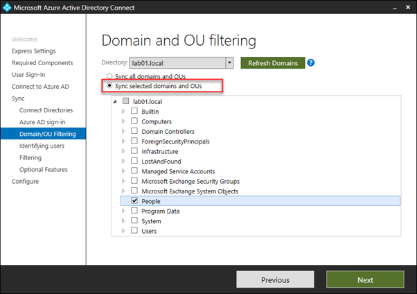 Domain and OU Filtering