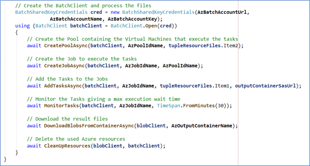 Azure batch script screenshot