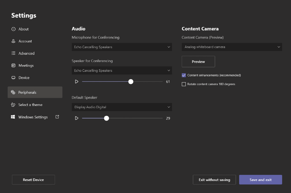 Adjust default volume for in-room speakers