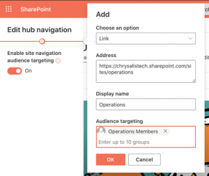 Edit hub navigation SharePoint Online Teams Sites