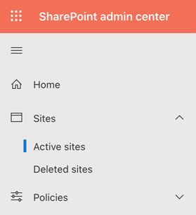 SharePoint Admin Center screenshot