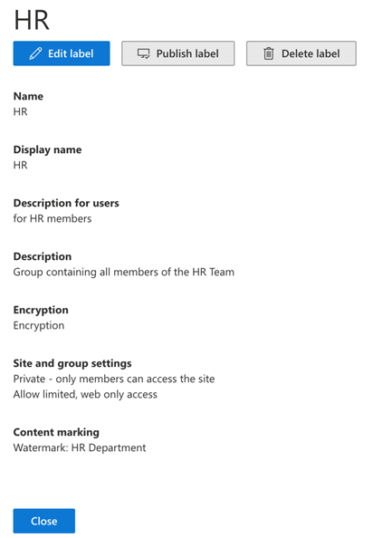 HR Sub-Label for sensitivity labels