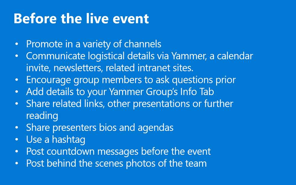 Playbook for Live Events